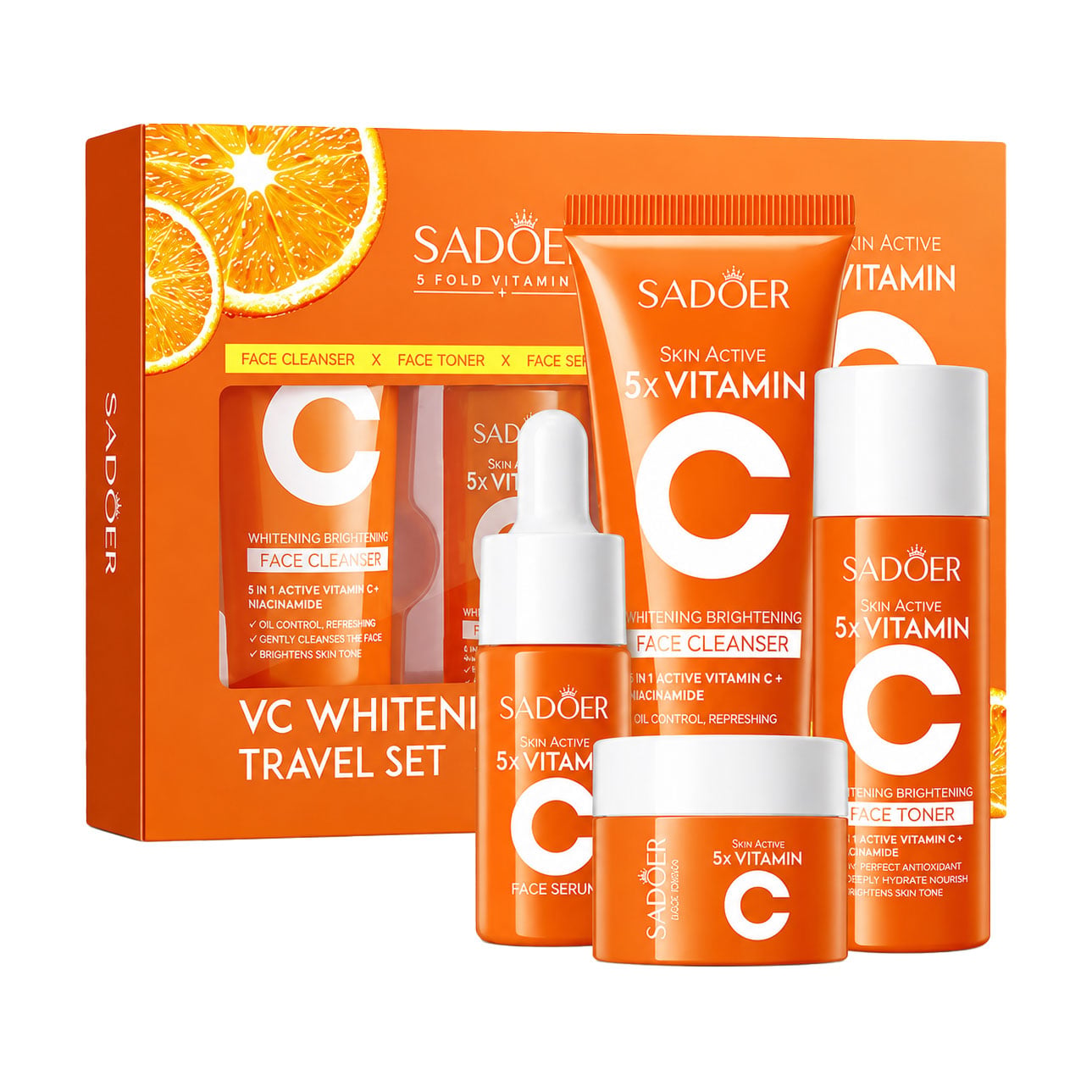 Набір для обличчя Sadoer Sadoer 5x Vitamin C Skin Active Travel Set, 4 предмети